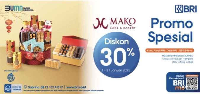 Promo Imlek Mako Bakery x BRI Ada Diskon Rp 200.000