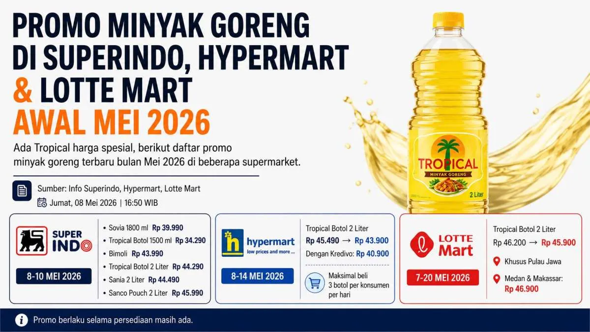 Promo Minyak Goreng di Superindo, Hypermart & Lotte Mart Awal Mei 2026