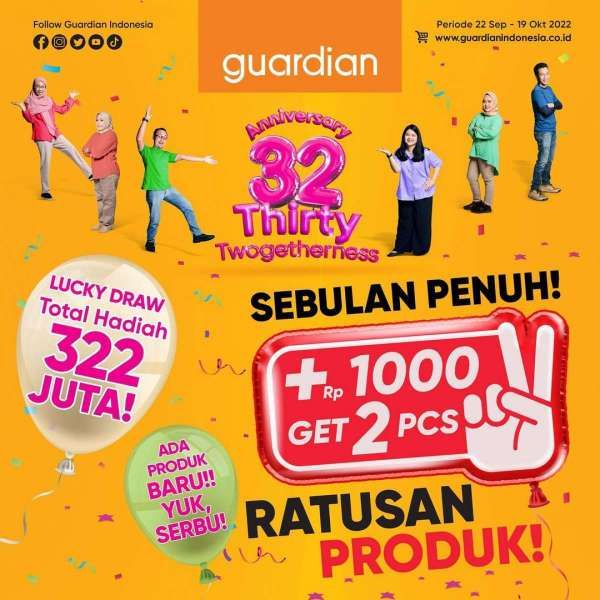 Promo Guardian Tambah Rp 1.000 Dapat 2 Produk, Berlaku 22 September-19 Oktober 2022
