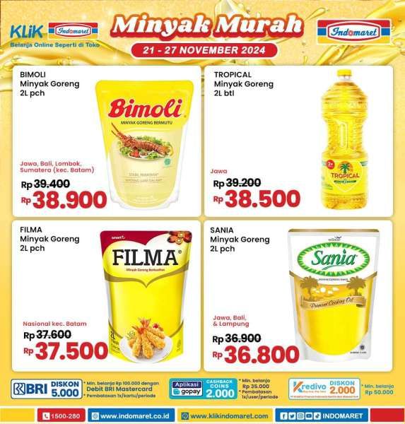 Promo Minyak Goreng Murah di Indomaret 21-27 November 2024