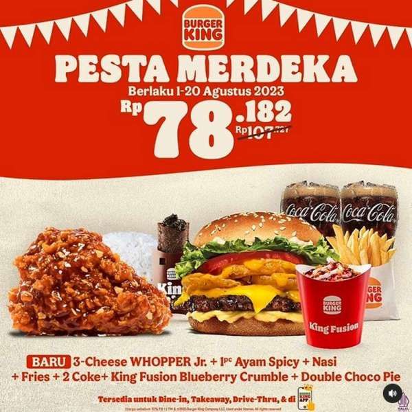 Promo Burger King Pesta Merdeka Terbaru di Agustus 2023