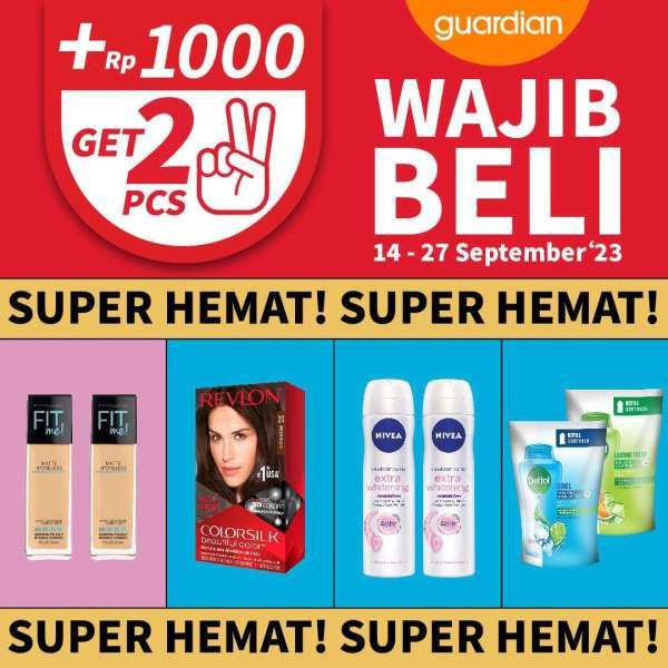 Promo Guardian Super Hemat 14-27 September 2023, Tambah Rp 1.000 Dapat 2 Foundation
