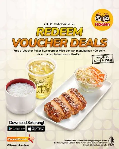 Promo HokBen Redeem Voucher Deals Blackpepper Miso Oktober