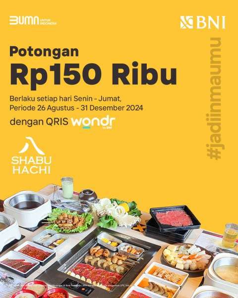 Promo Wondr by BNI di Shabu Hachi 26 Agustus-31 Desember 2024