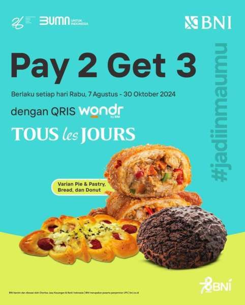 Promo Wondr by BNI di Tous les Jours Bulan Agustus 2024