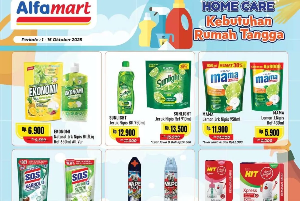 Promo Alfamart Home Care 1-15 Oktober 2025, Aneka Sabun Cuci Piring Mulai Rp 5.900