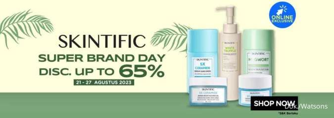 Promo Skintific Super Brand Day Diskon s/d 65% di Watsons, Berlaku 21-27 Agustus 2023