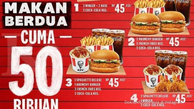 Promo KFC di Desember 2021, kombo duo menu baru Rp 50.000-an berlaku setiap hari
