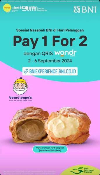 Promo Wondr by BNI di Beard Papa's 2-6 September 2024