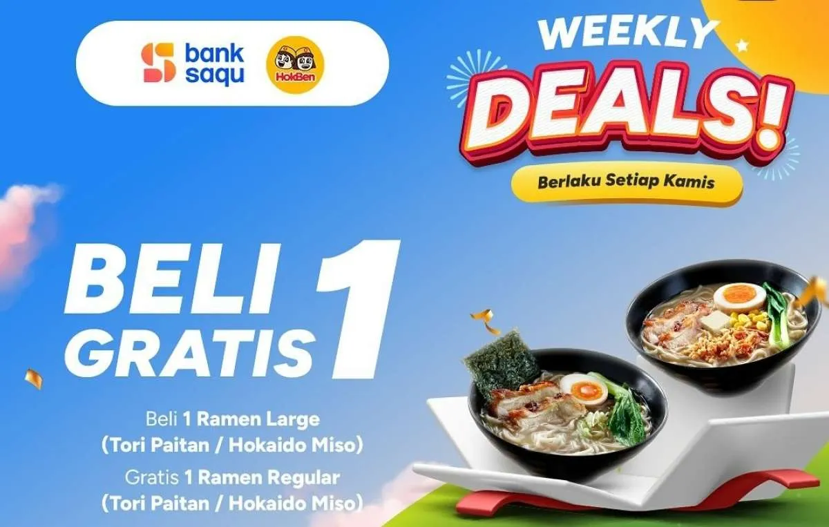 Promo HokBen dengan QRIS Bank Saqu Hari Ini 23 Januari 2025, Ramen Beli 1 Gratis 1