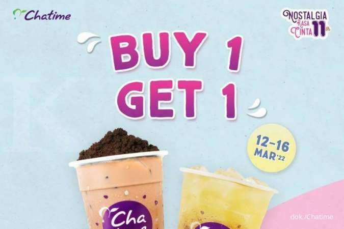 Promo Chatime 12-16 Maret 2022, Hadir Buy 1 Get 1 Free Chatime Ukuran Regular 
