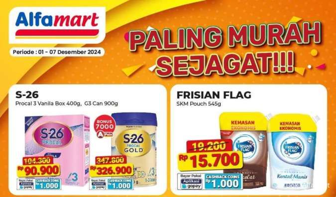 Promo Alfamart Paling Murah Sejagat 1-7 Desember, Susu Anak Diskon sampai Rp 20.000