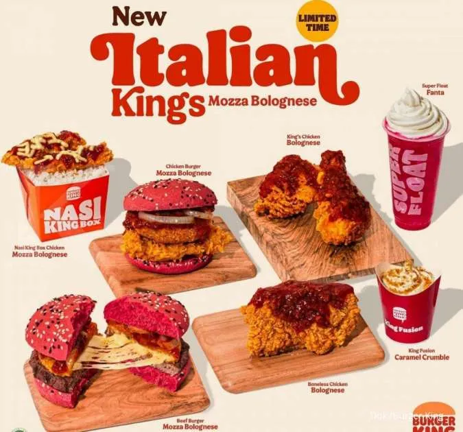 Serba Merah! Menu Burger King Terbaru, Ada 7 Varian Italian Kings Mozza Bolognese