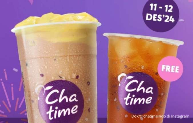 Promo 12.12 di Chatime 11-12 Desember 2024, Dapatkan Gratis Chatime Regular