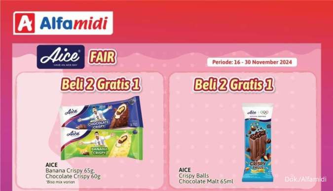 Promo Alfamidi Aice Fair, Es Krim Aice Beli 1 Gratis 1 dan Beli 2 Gratis 1