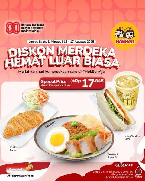 Promo HokBen Diskon Merdeka Hemat Luar Biasa Rp 17.000-an