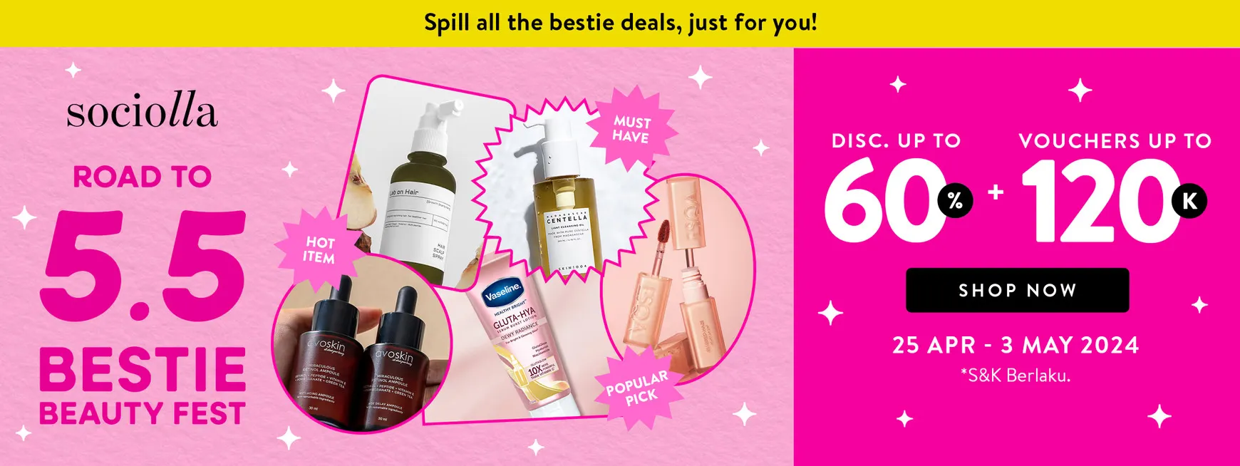 Promo Sociolla Road to 5.5 Bestie Beauty Fest Periode 25 April-3 Mei 2024