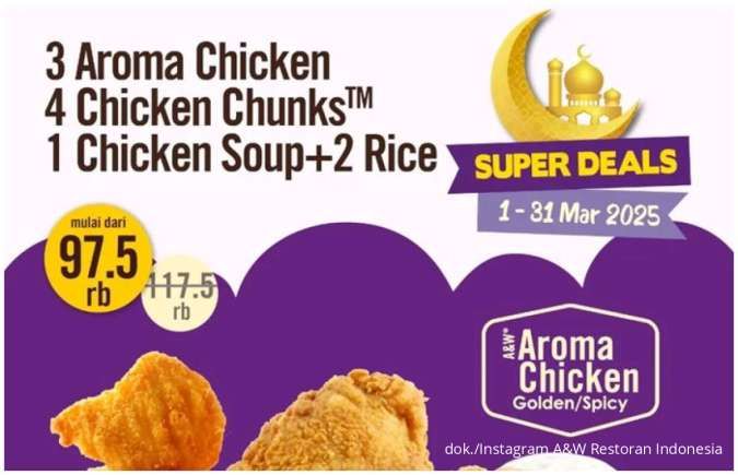 Kumpulan Promo A&W Super Deals 1-31 Maret 2025, Paket Aroma Chicken Hemat Banget