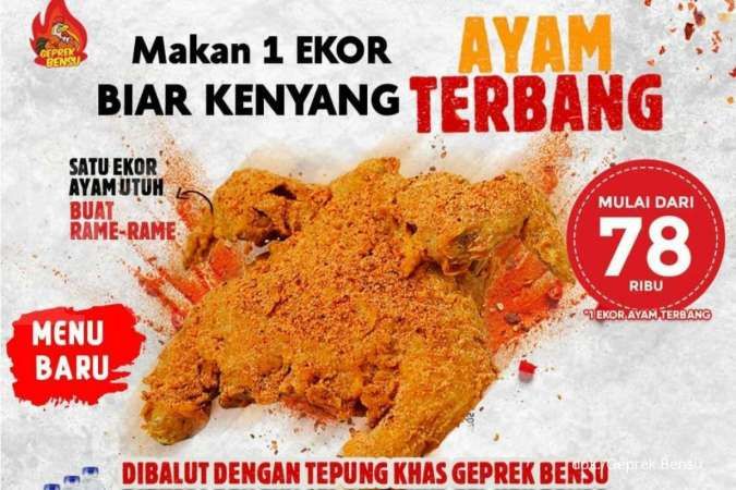 Menu Baru Geprek Bensu 2022, Ada Ayam Terbang 1 Ekor Utuh Mulai Rp 78.000