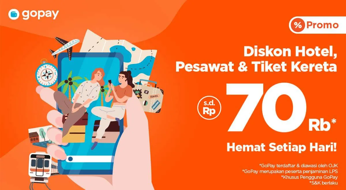 Promo PegiPegi Gopay: Diskon Hotel, Pesawat dan Kereta Api Hingga Rp 70.000