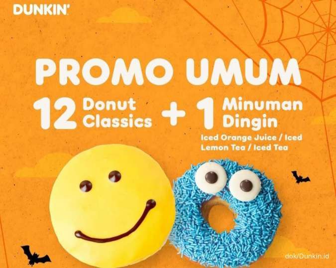 Promo Dunkin untuk Umum, Paket 12 Donat 1 Minuman Rp 99.000 s.d 20 Oktober 2024