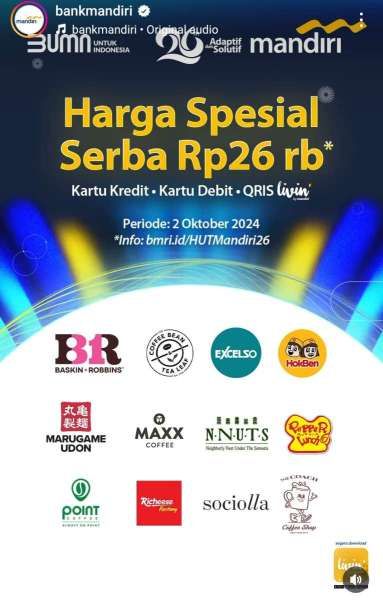 Promo HUT Bank Mandiri 26 Hanya Hari Ini 2 Oktober 2024