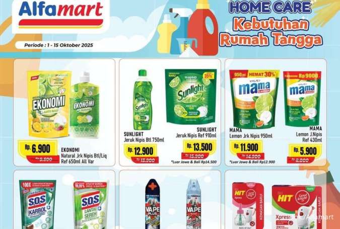 Promo Alfamart Home Care 1-15 Oktober 2025, Aneka Sabun Cuci Piring Mulai Rp 5.900