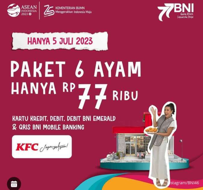 Promo KFC spesial HUT Bank BNI ke-77 