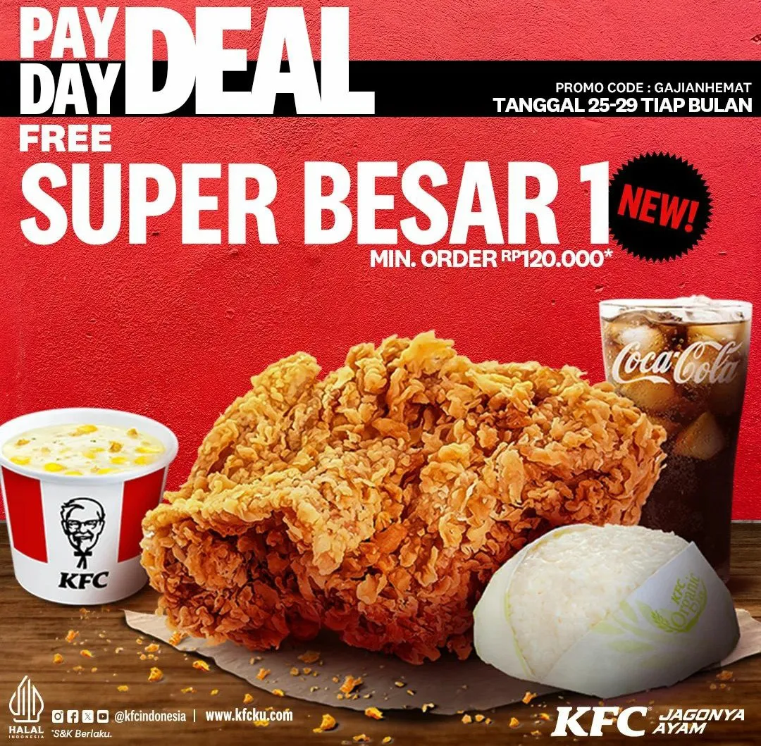 Promo KFC payday deal Super Besar 1 Gratis