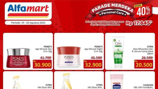 Promo Alfamart Parade Merdeka 1-20 Agustus 2024, Skincare & Body Care Diskon s/d 40%