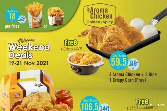 Promo A&W 19-21 November 2021, Paket Weekend Deals Mulai Harga Rp 18.000!