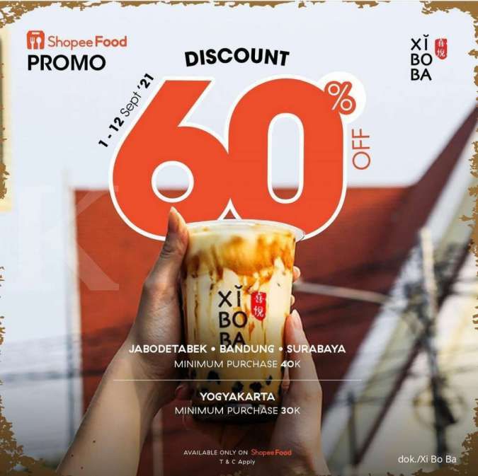 Promo Xi Bo Ba 1-12 September 2021, Diskon 60% Khusus ShopeeFood di Beberapa Daerah