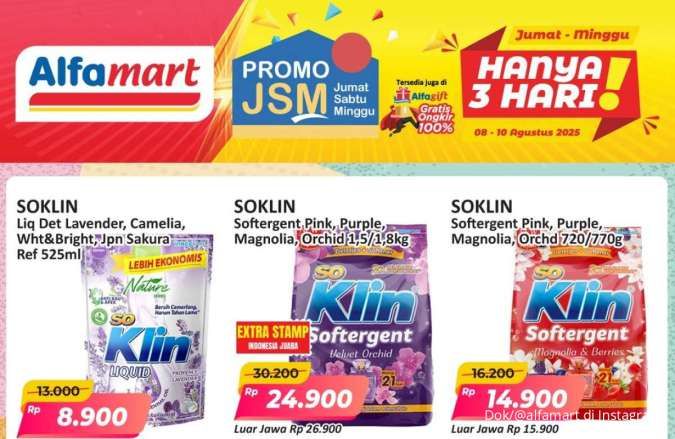 Promo JSM Alfamart: So Klin Rp 8.900, Minyak Goreng, dan Es Krim Murah