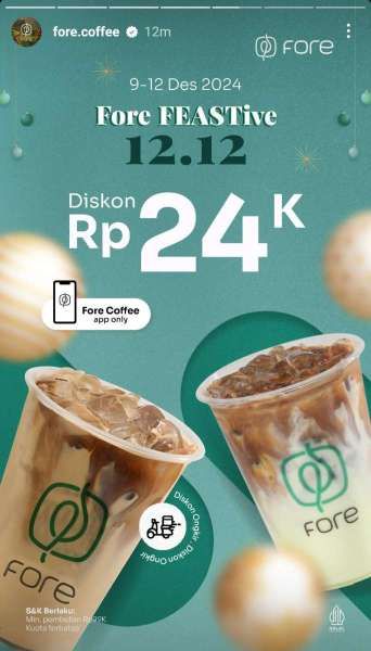 Promo 12.12 di Fore Coffee 9-12 Desember 2024