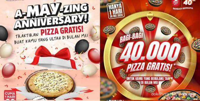 Cuma 1 Hari, Pizza Hut Promo Bagi-bagi 1 Pizza Gratis untuk yang Ultah Bulan Mei