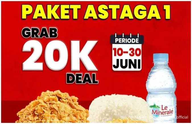 Promo CFC dengan GrabFood 10-30 Juni 2025, Paket Astaga 1 Hanya Rp 20.000
