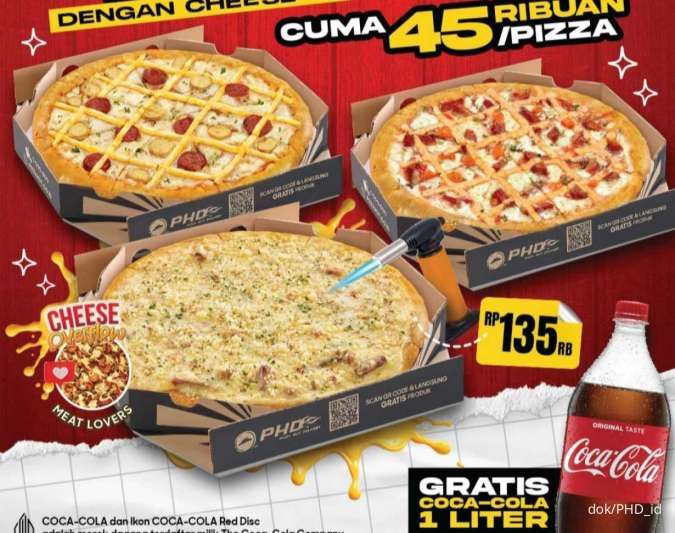 Promo PHD Payday 22-28 Juli 2024, Triple Meat Pizza Gratis 1 Liter Coca Cola