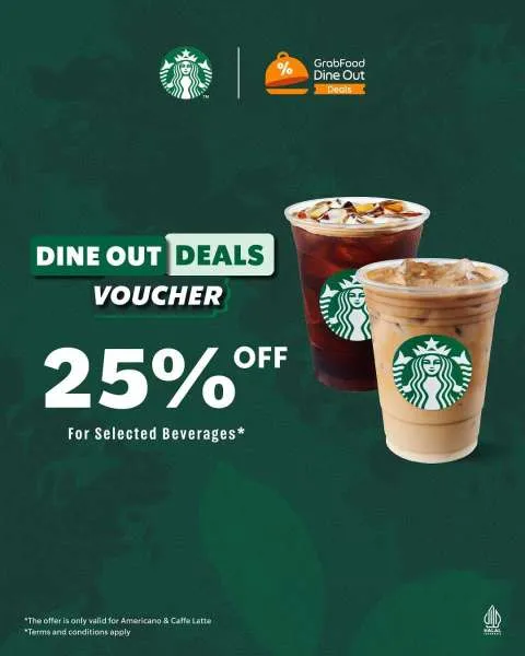 Promo Starbucks GrabFood Dine Out Diskon 25%