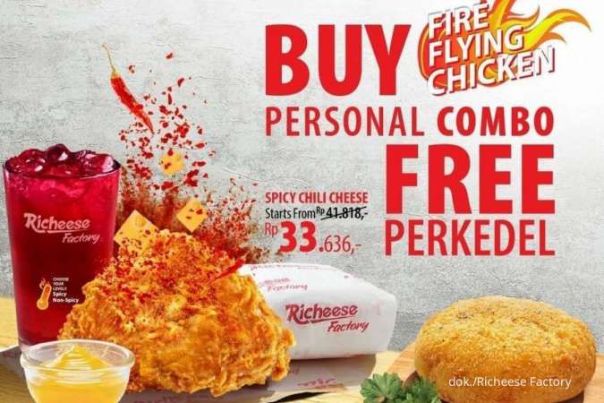 Promo Richeese Factory 2022, Beli Combo Personal Fire Flying Chicken Gratis Perkedel
