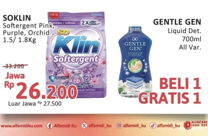 Promo Alfamidi Hemat Satu Pekan 17-23 November 2025, Beli 1 Gratis 1 Gentle Gen 700ml