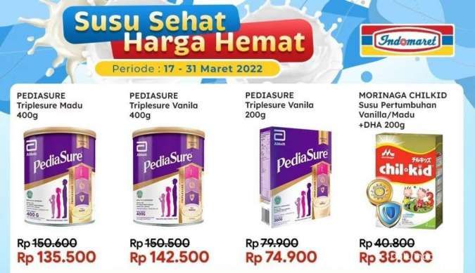 Promo Indomaret Susu Sehat Harga Hemat Periode 17-31 Maret 2022, Cek di Sini!