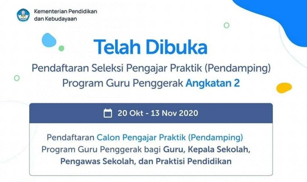 Pendamping Guru Penggerak angkatan 2 sudah dibuka, ini persyaratannya