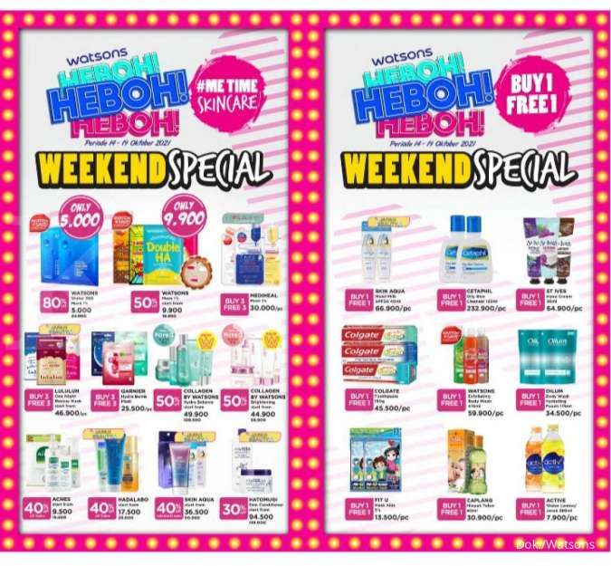 Katalog Promo Akhir Pekan di Watsons, Ada Diskon s/d 80% dan Beli 1 Gratis 1