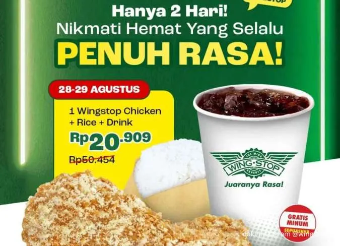 Promo Wingstop Penuh Rasa 28-29 Agustus, Paket Ayam Komplit Cuma Rp 20.000-an