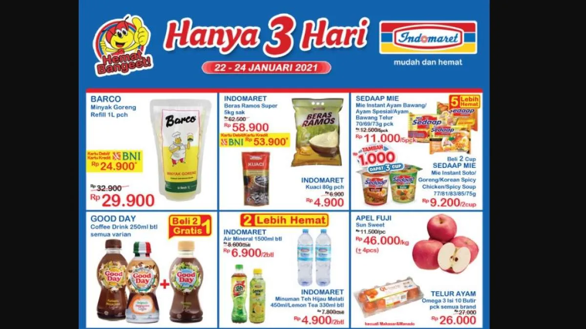 Promo Indomaret Hanya 3 Hari diskon terbaru, 22-24 Januari 2021!