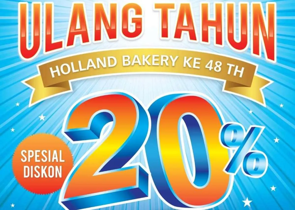 Promo Ulang Tahun ke-48 Holland Bakery 2 Hari, Kejutan Diskon 20% Semua Produk