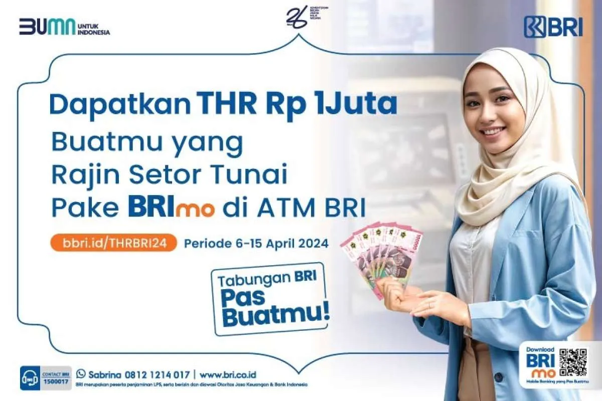 Rajin Setor Tunai Pakai BRImo di ATM BRI, Bisa Dapat THR Rp1 Juta