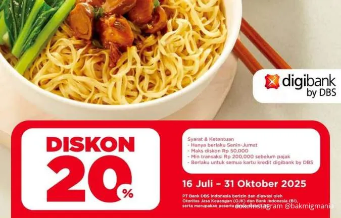 Promo Bakmi GM x Digibank sampai 31 Oktober, Nikmati Menu Favorit Diskon 20%