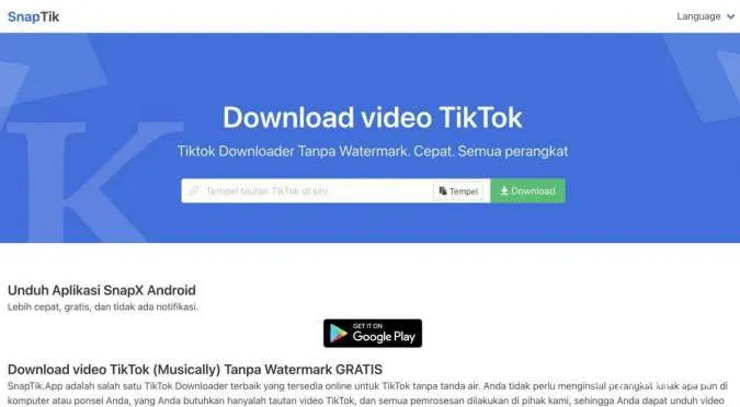 Snaptik.app situs download video TikTok tanpa watermark