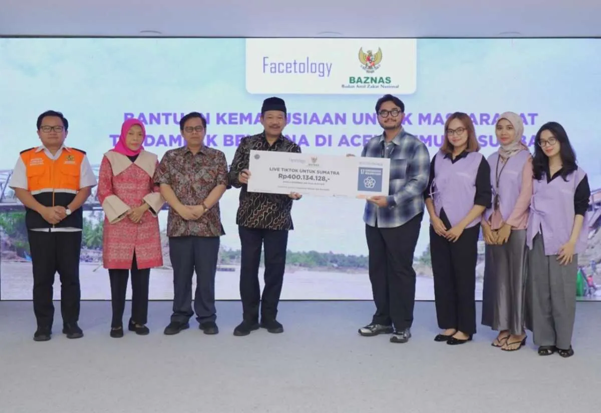 Facetology Salurkan Bantuan Banjir Sumatera Rp400 Juta melalui BAZNAS RI